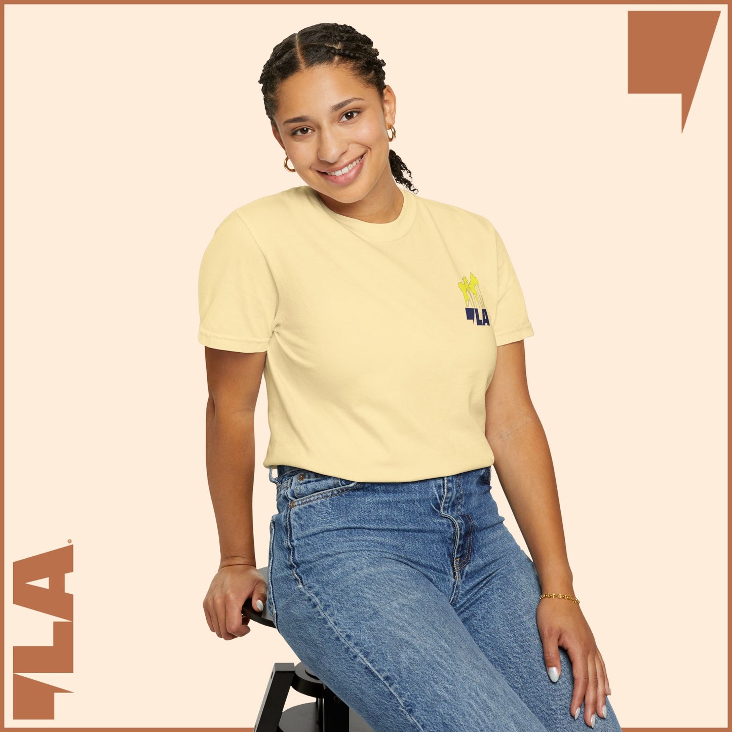KAMALA/COMMA LA - ELECTRIC PALMS MEDIUM WEIGHT T-SHIRT (50% of the PROFIT IS DONATED IMMEDIATELY to the HARRIS-WALZ CAMPAIGN through ActBlue).