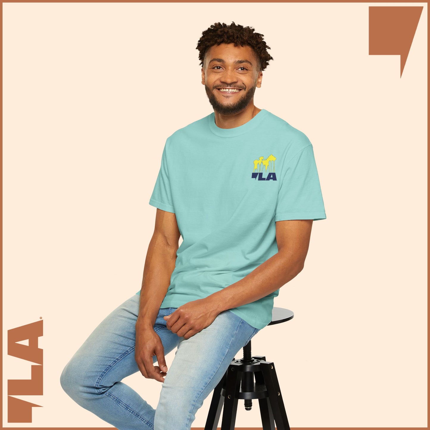 KAMALA/COMMA LA - ELECTRIC PALMS MEDIUM WEIGHT T-SHIRT (50% of the PROFIT IS DONATED IMMEDIATELY to the HARRIS-WALZ CAMPAIGN through ActBlue).