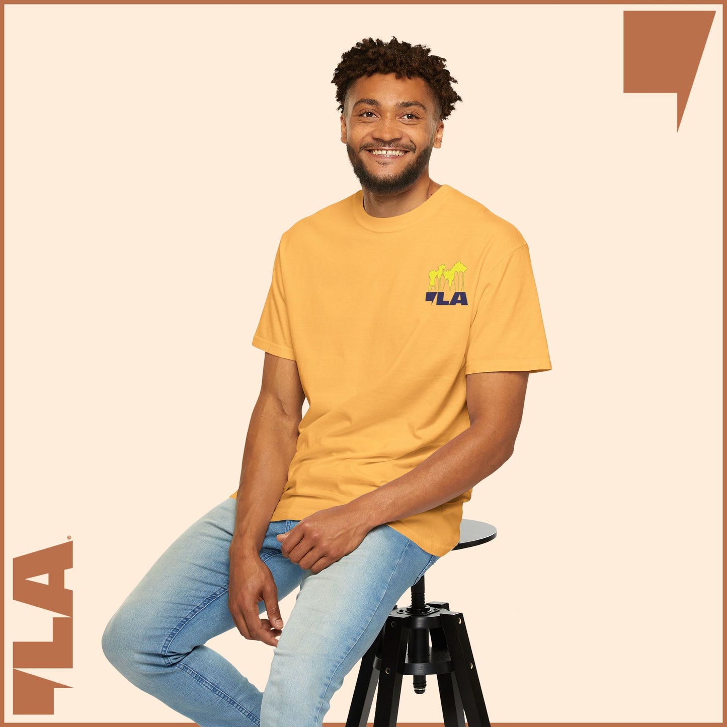 KAMALA/COMMA LA - ELECTRIC PALMS MEDIUM WEIGHT T-SHIRT (50% of the PROFIT IS DONATED IMMEDIATELY to the HARRIS-WALZ CAMPAIGN through ActBlue).
