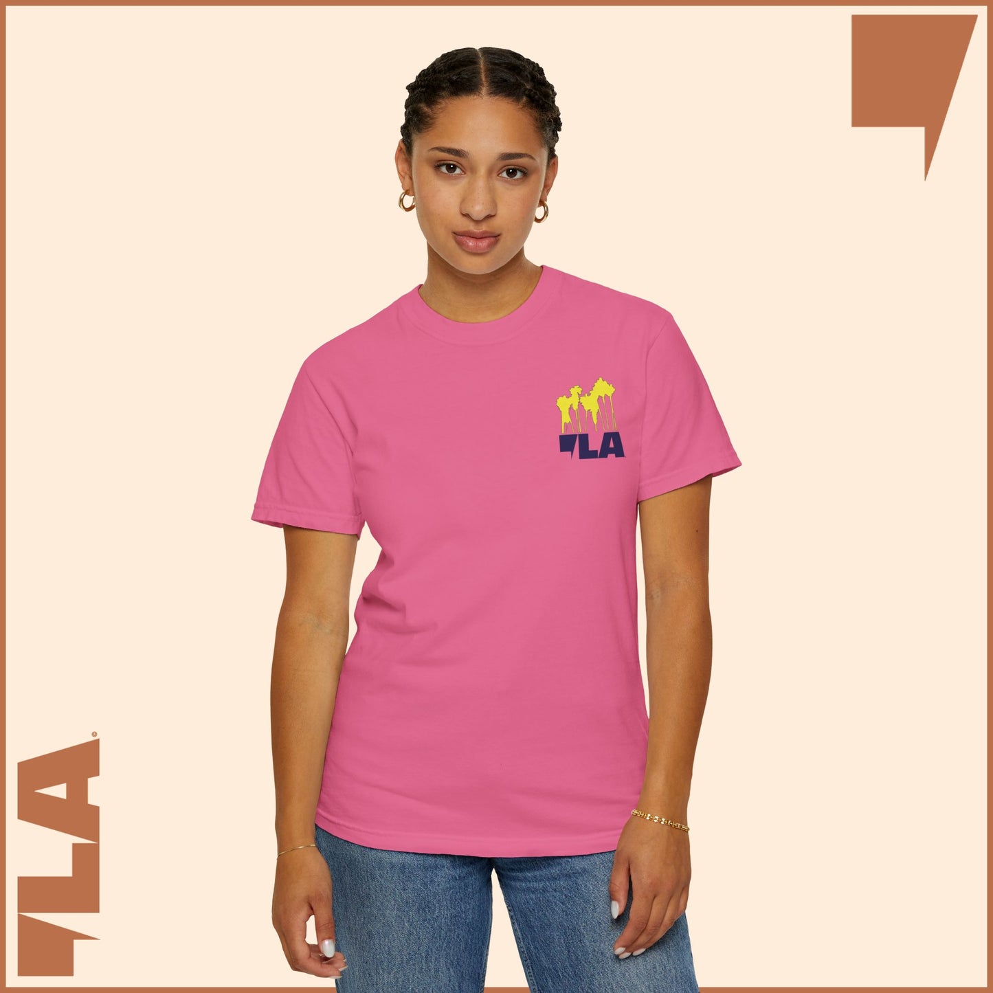 KAMALA/COMMA LA - ELECTRIC PALMS MEDIUM WEIGHT T-SHIRT (50% of the PROFIT IS DONATED IMMEDIATELY to the HARRIS-WALZ CAMPAIGN through ActBlue).