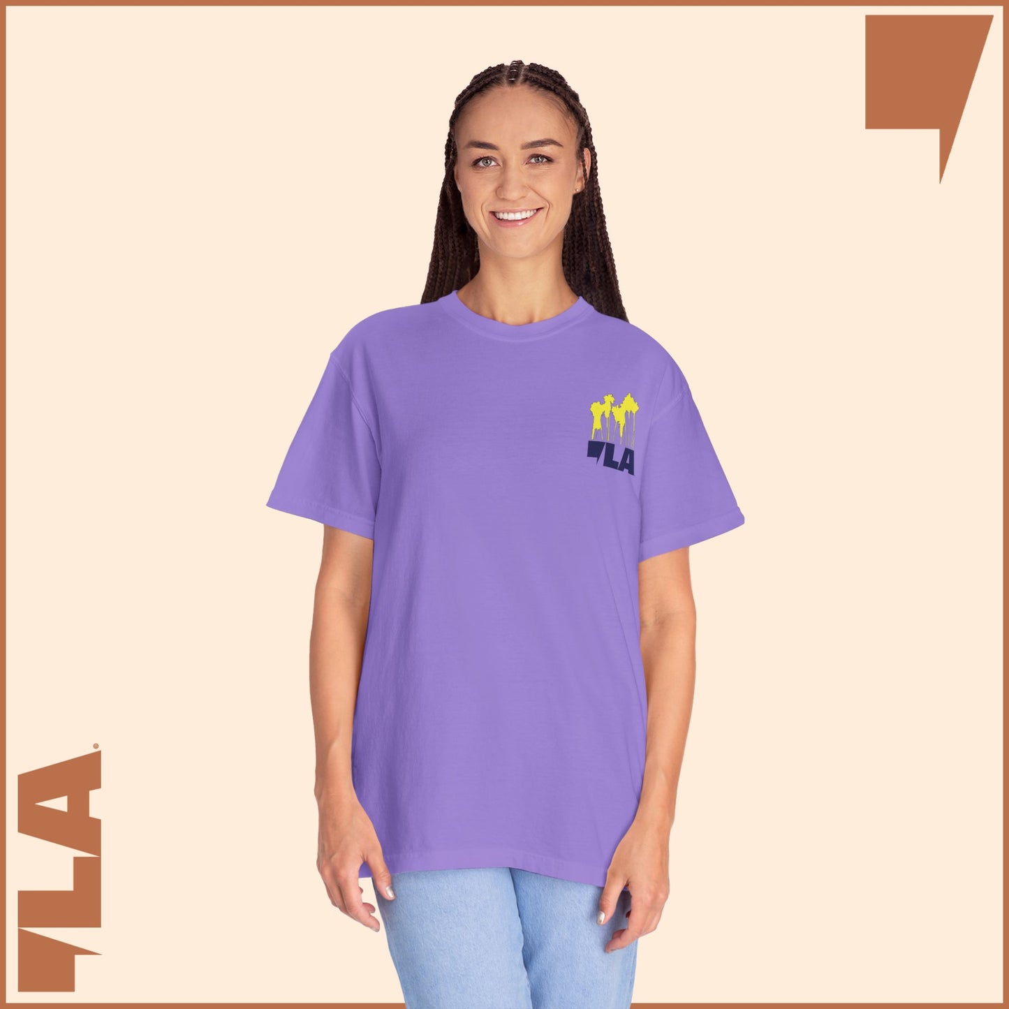 KAMALA/COMMA LA - ELECTRIC PALMS MEDIUM WEIGHT T-SHIRT (50% of the PROFIT IS DONATED IMMEDIATELY to the HARRIS-WALZ CAMPAIGN through ActBlue).