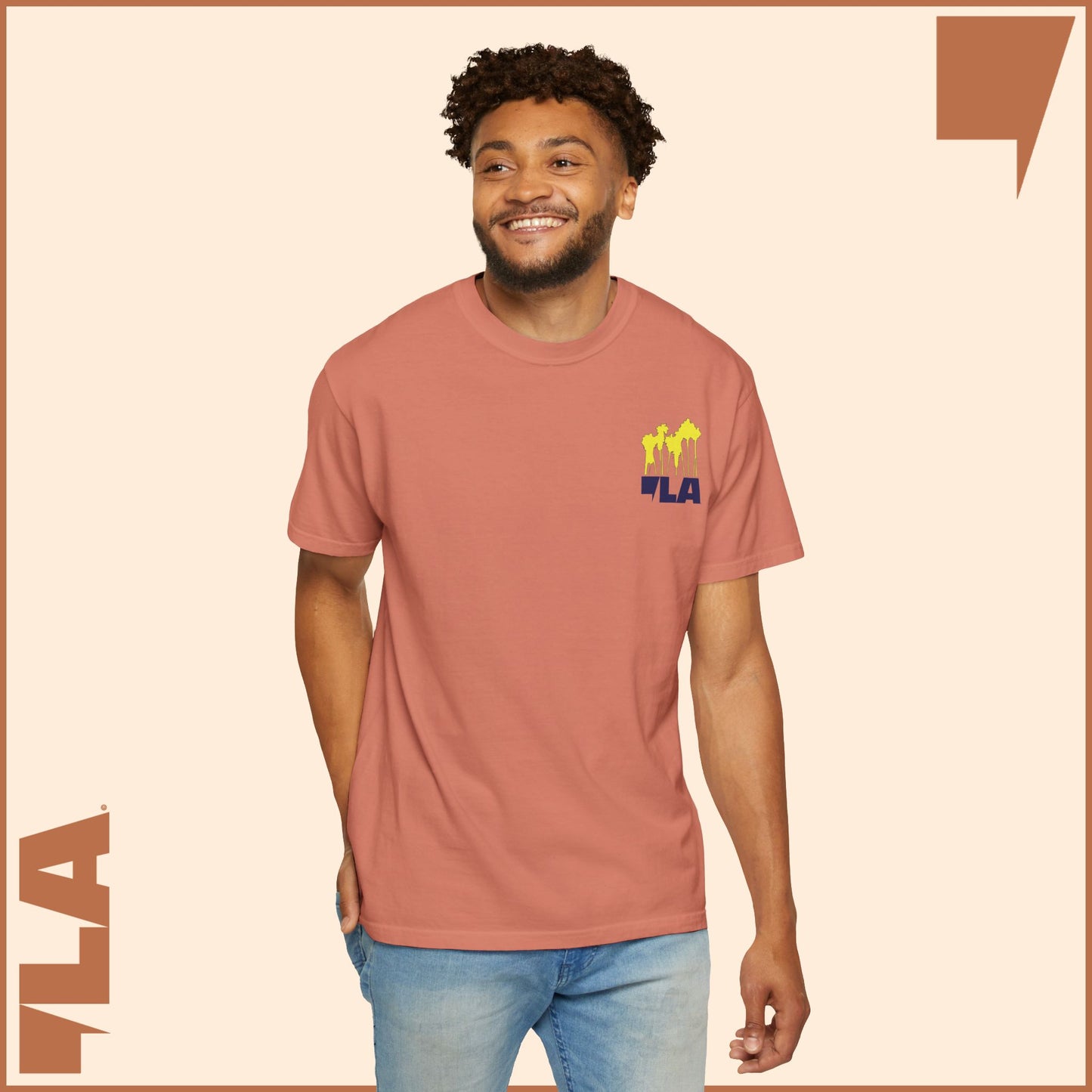 KAMALA/COMMA LA - ELECTRIC PALMS MEDIUM WEIGHT T-SHIRT (50% of the PROFIT IS DONATED IMMEDIATELY to the HARRIS-WALZ CAMPAIGN through ActBlue).