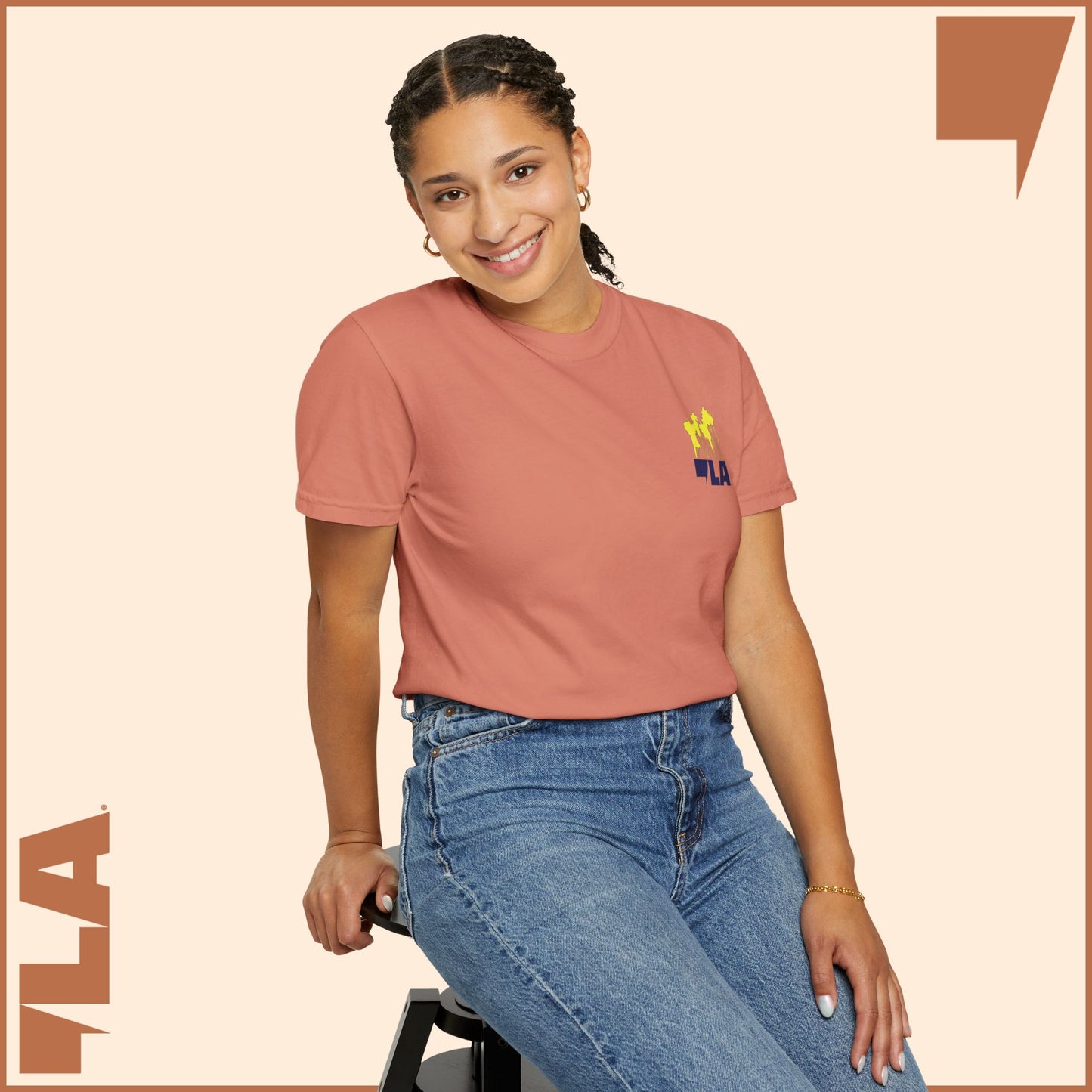 KAMALA/COMMA LA - ELECTRIC PALMS MEDIUM WEIGHT T-SHIRT (50% of the PROFIT IS DONATED IMMEDIATELY to the HARRIS-WALZ CAMPAIGN through ActBlue).