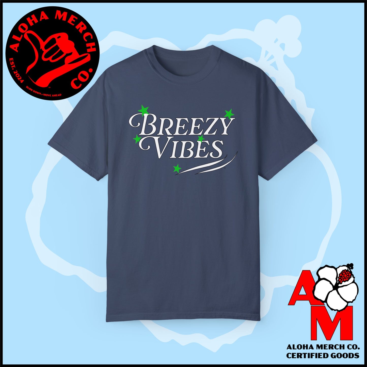 (BREEZY VIBES) Unisex Garment-Dyed T-shirt