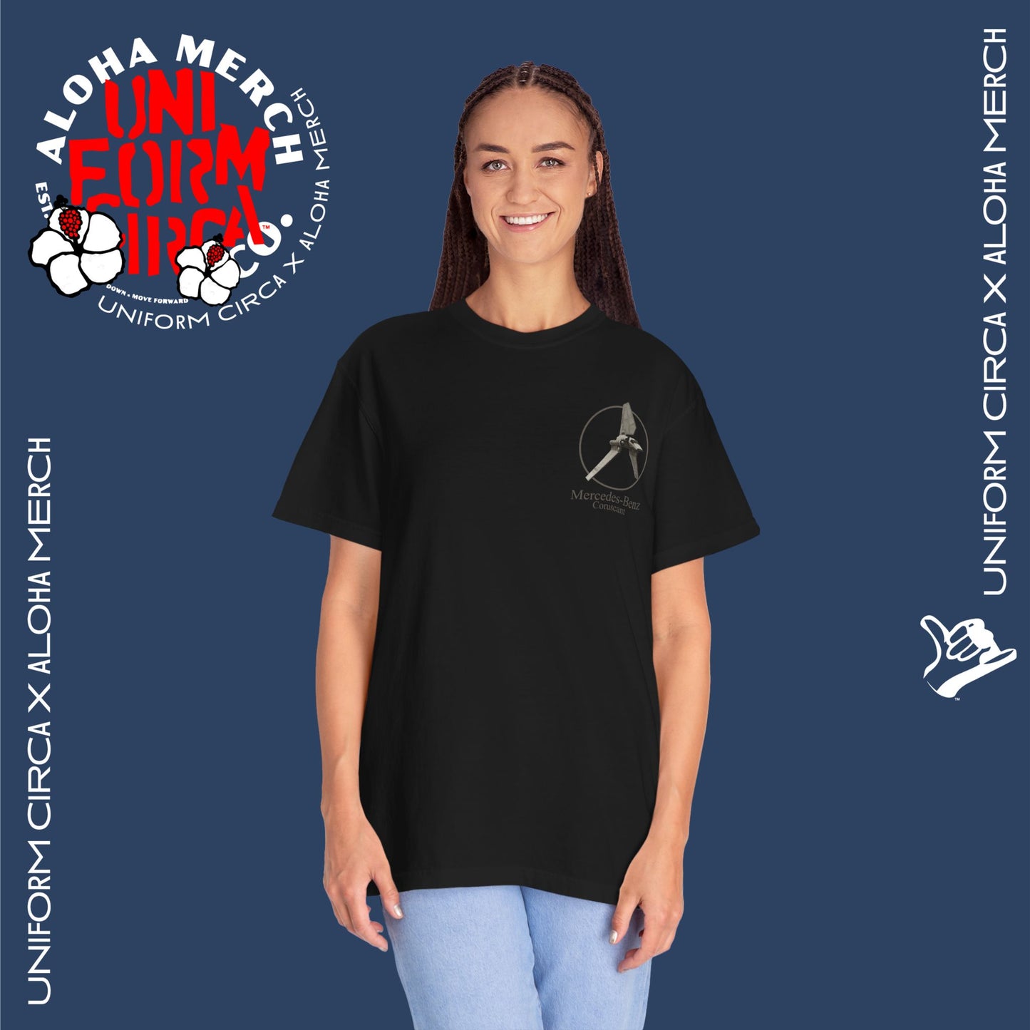 (MERCEDES-BENZ of CORUSCANT) UNIFORM CIRCA x ALOHA MERCH Unisex Garment-Dyed T -Shirt