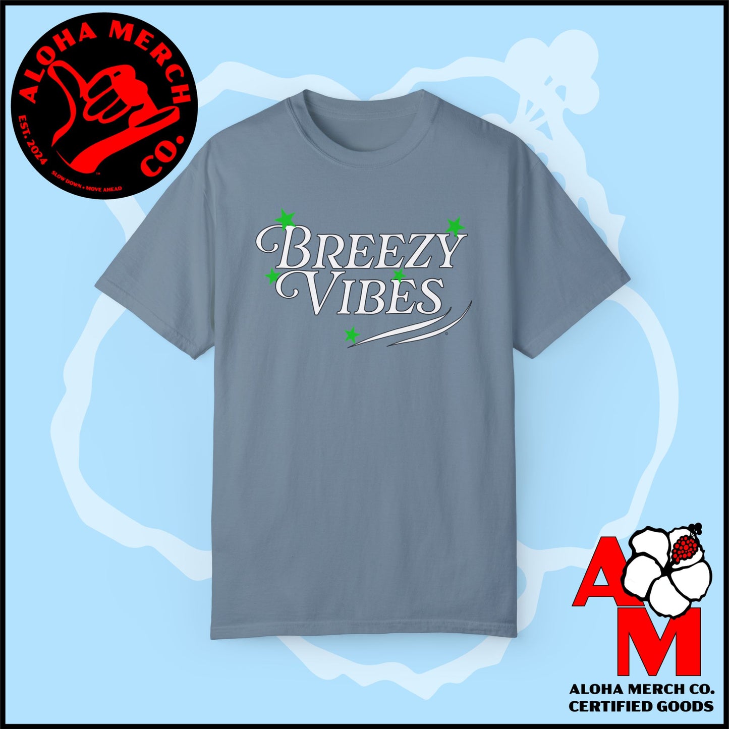 (BREEZY VIBES) Unisex Garment-Dyed T-shirt