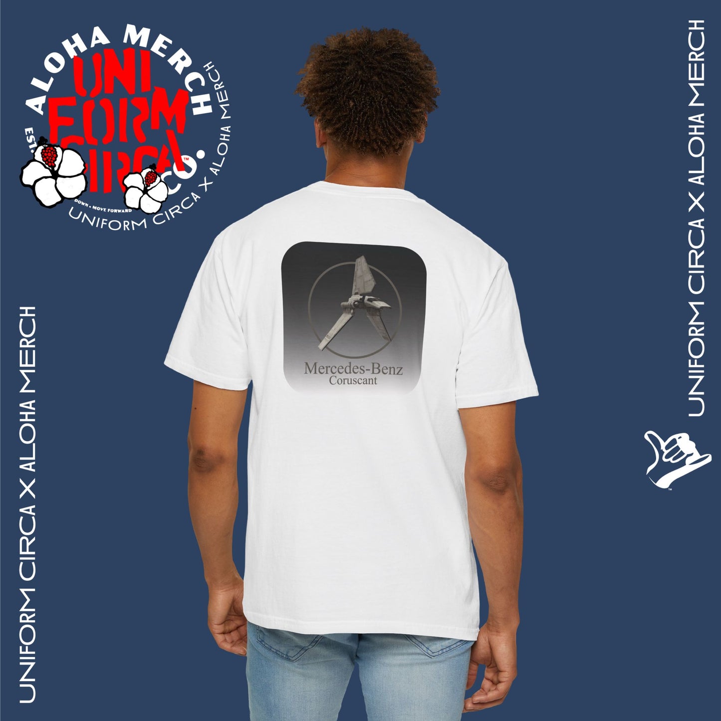 (MERCEDES-BENZ of CORUSCANT) UNIFORM CIRCA x ALOHA MERCH Unisex Garment-Dyed T -Shirt