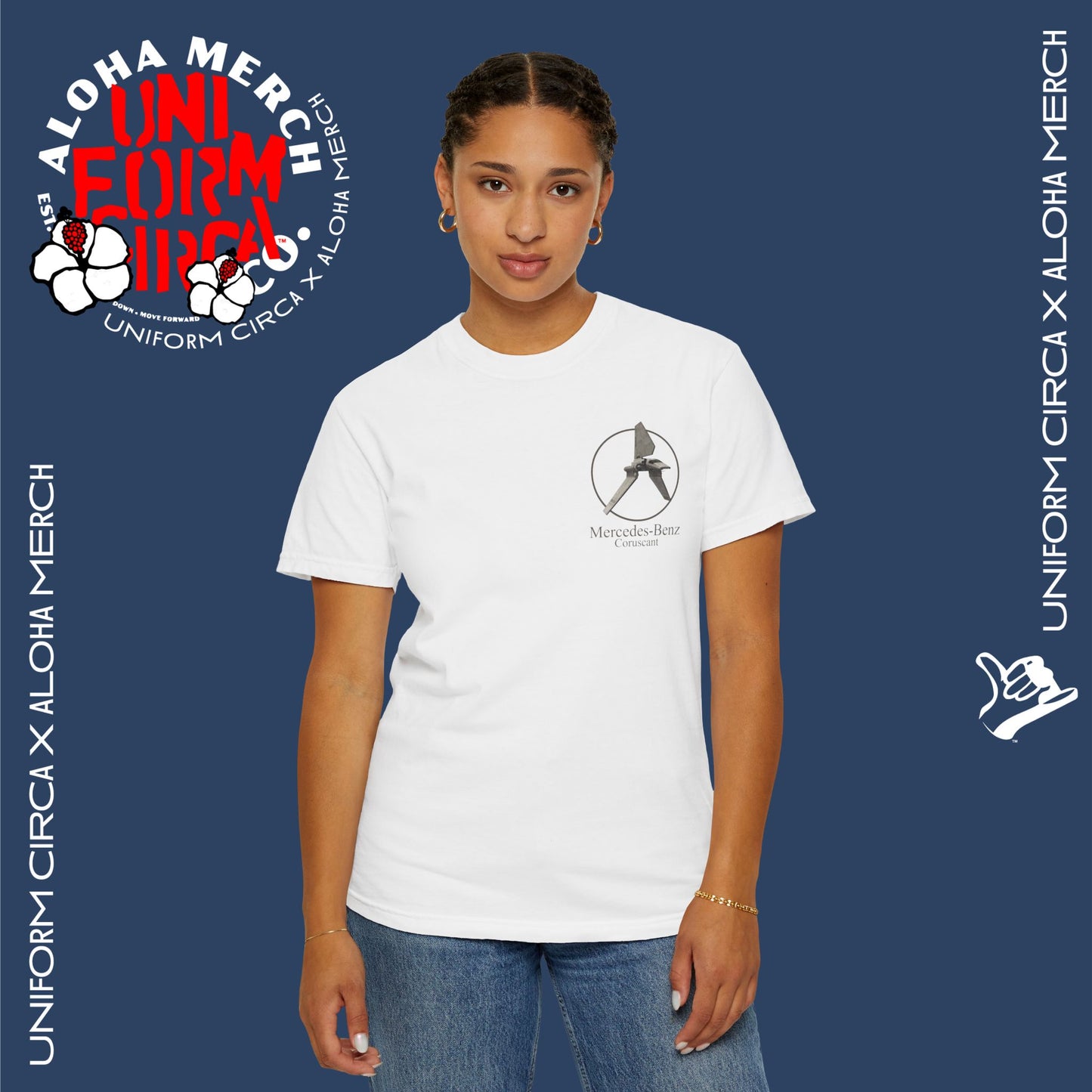 (MERCEDES-BENZ of CORUSCANT) UNIFORM CIRCA x ALOHA MERCH Unisex Garment-Dyed T -Shirt