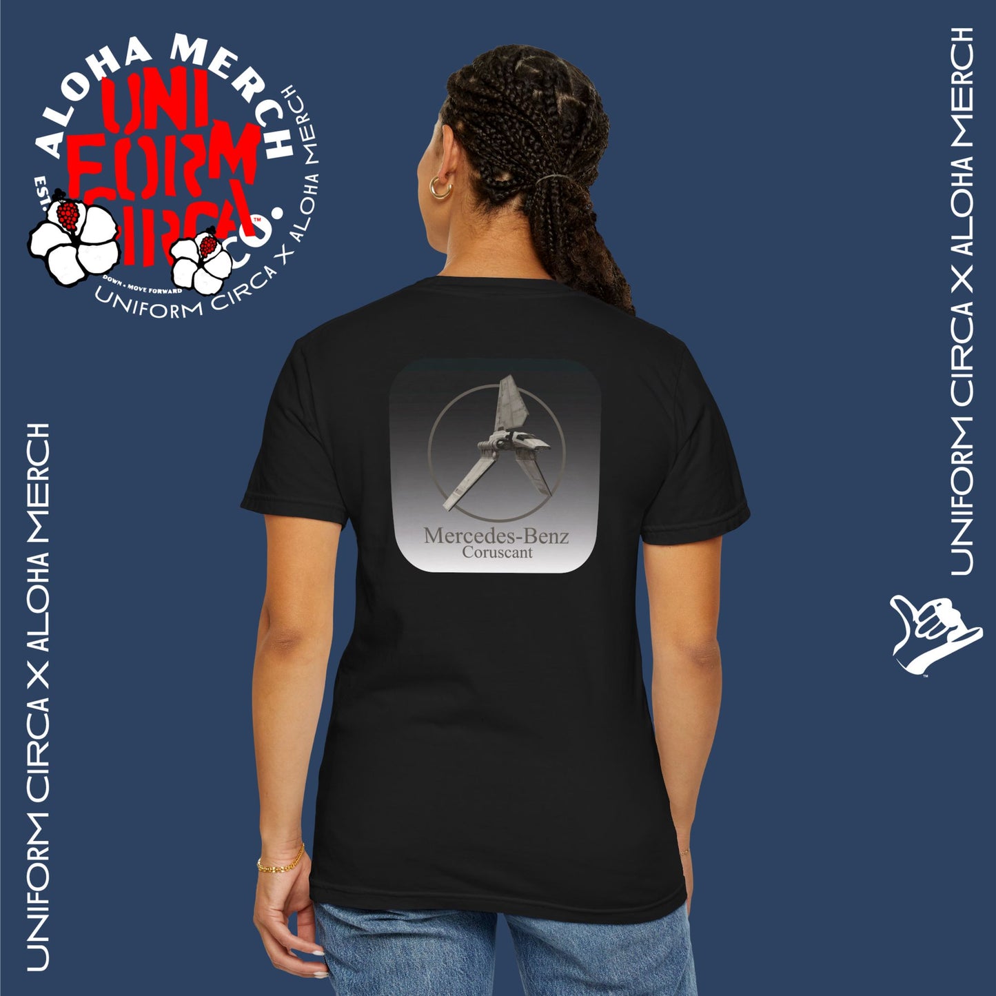 (MERCEDES-BENZ of CORUSCANT) UNIFORM CIRCA x ALOHA MERCH Unisex Garment-Dyed T -Shirt