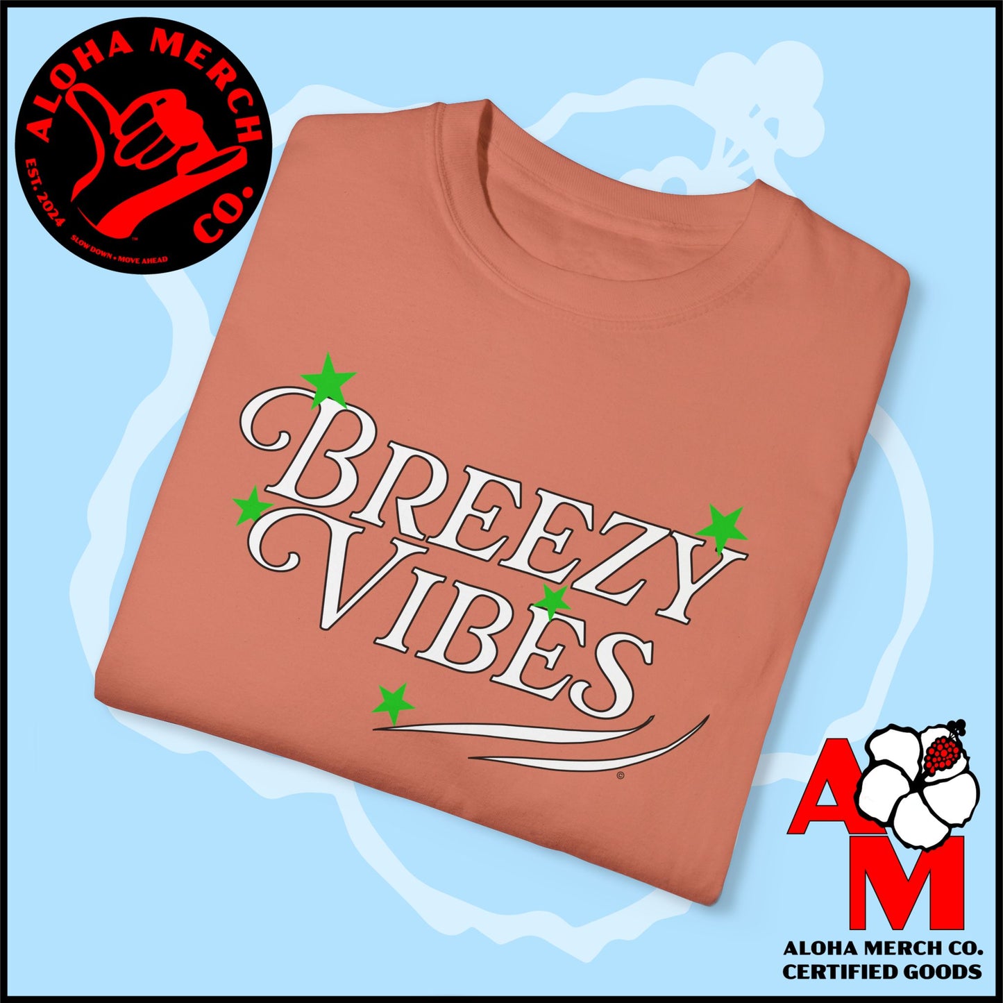 (BREEZY VIBES) Unisex Garment-Dyed T-shirt