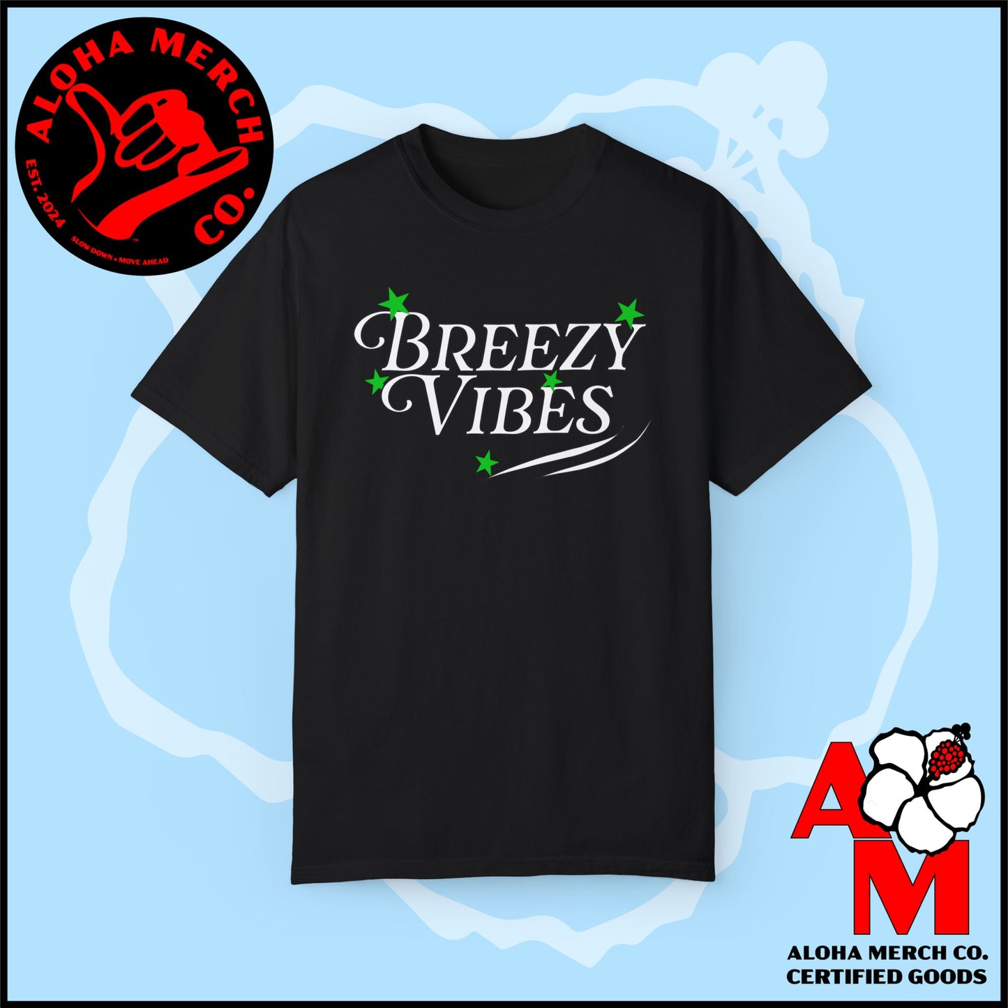 (BREEZY VIBES) Unisex Garment-Dyed T-shirt