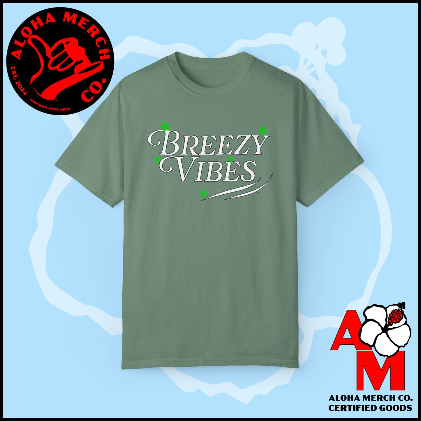 (BREEZY VIBES) Unisex Garment-Dyed T-shirt