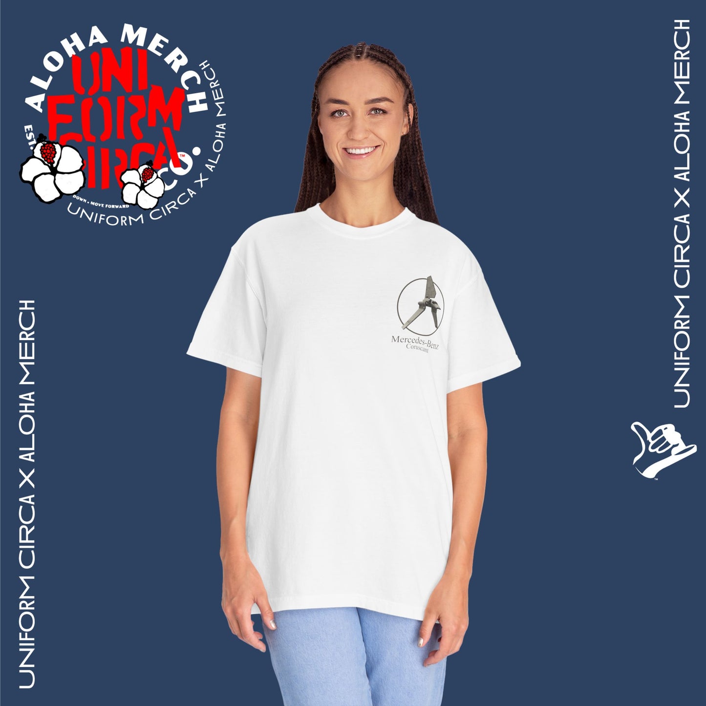 (MERCEDES-BENZ of CORUSCANT) UNIFORM CIRCA x ALOHA MERCH Unisex Garment-Dyed T -Shirt