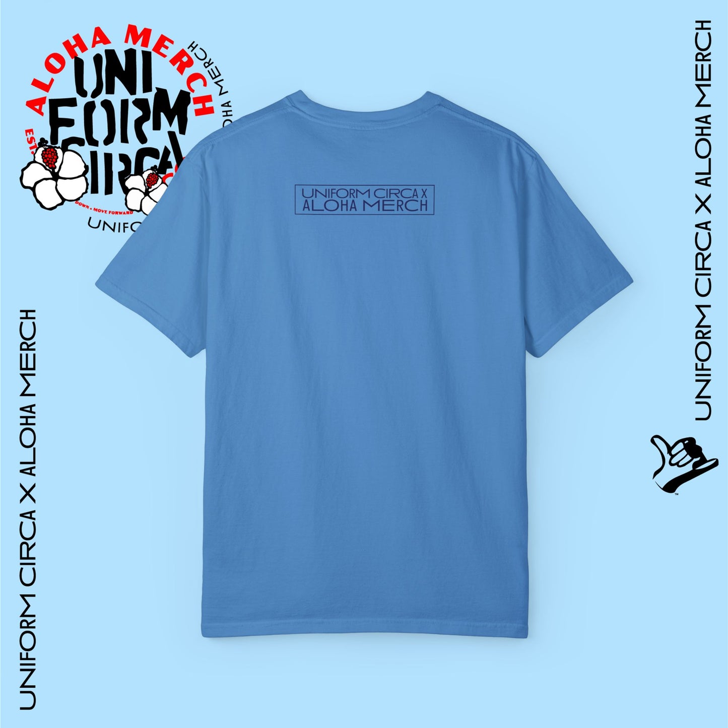 (TRY HARDER MIRROR PRINT) UNIFORM CIRCA X ALOHA MERCG CO. Unisex Garment-Dyed T -Shirt