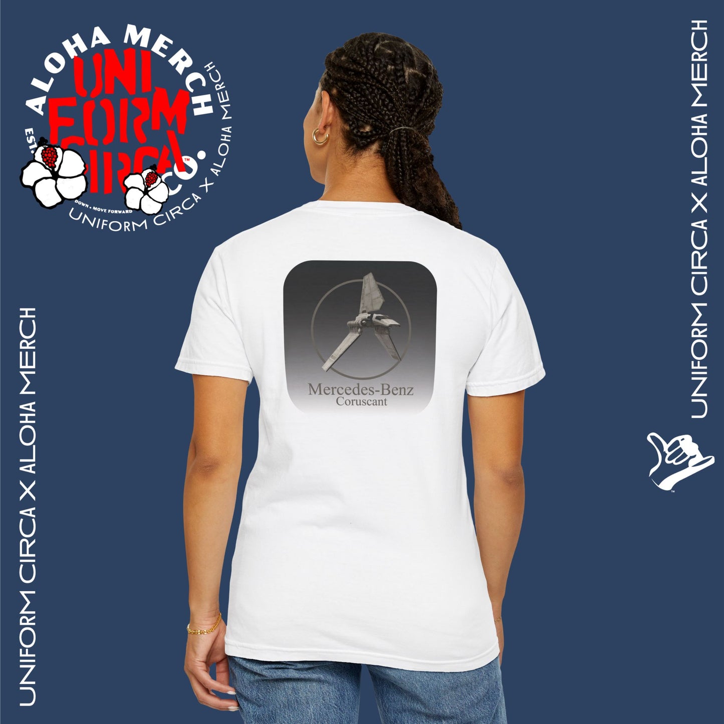 (MERCEDES-BENZ of CORUSCANT) UNIFORM CIRCA x ALOHA MERCH Unisex Garment-Dyed T -Shirt