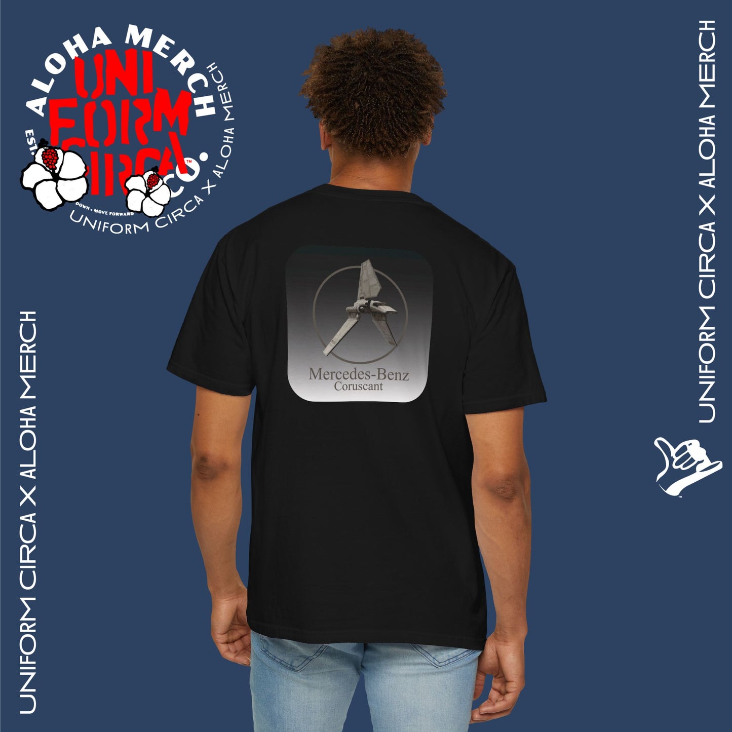 (MERCEDES-BENZ of CORUSCANT) UNIFORM CIRCA x ALOHA MERCH Unisex Garment-Dyed T -Shirt